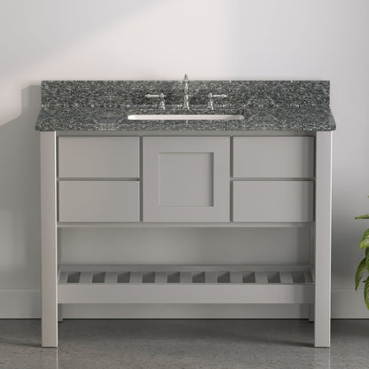Cambridge Plumbing USA Patriot 48" Gray Solid Wood Single Bathroom Vanity With Starry Countertop Finish And Engineered Composite Countertop, Backsplash And Basin Sink