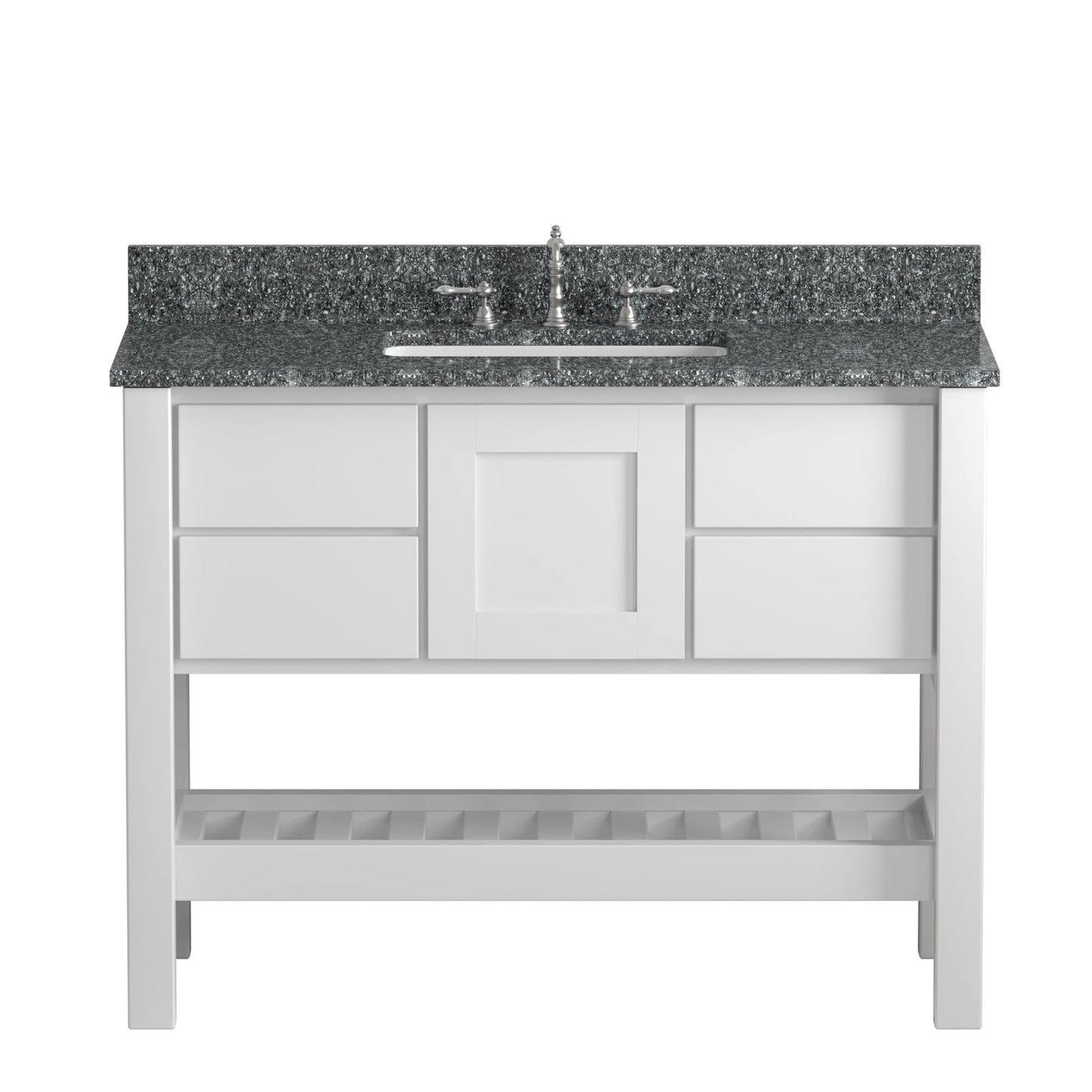 Cambridge Plumbing USA Patriot 48" White Solid Wood Single Bathroom Vanity With Starry Countertop Finish And Engineered Composite Countertop, Backsplash And Basin Sink