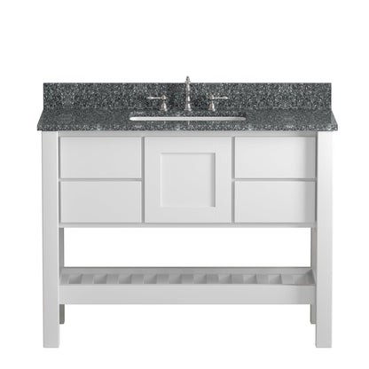 Cambridge Plumbing USA Patriot 48" White Solid Wood Single Bathroom Vanity With Starry Countertop Finish And Engineered Composite Countertop, Backsplash And Basin Sink