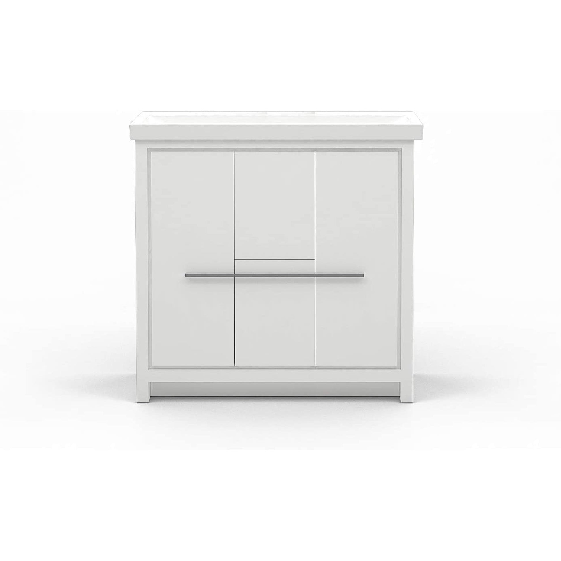 Casa Mare Alessio 32" Glossy White Bathroom Vanity and Ceramic Sink Combo