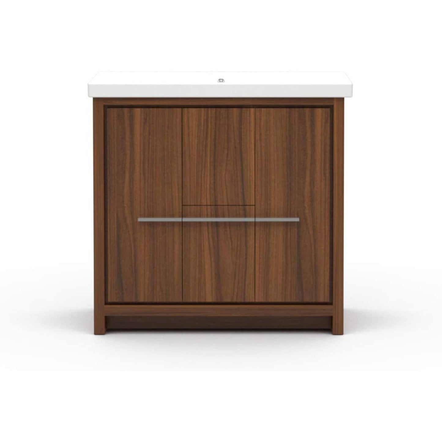 Casa Mare Alessio 32" Matte Walnut Bathroom Vanity and Ceramic Sink Combo