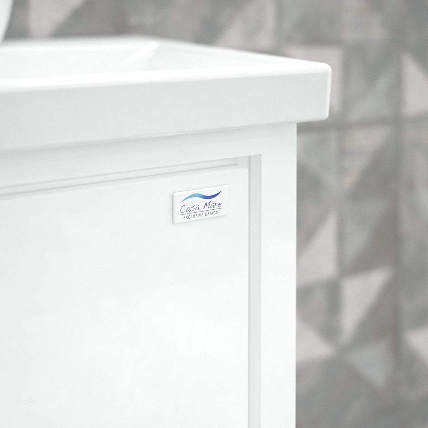 Casa Mare Alessio 36" Glossy White Bathroom Vanity and Ceramic Sink Combo