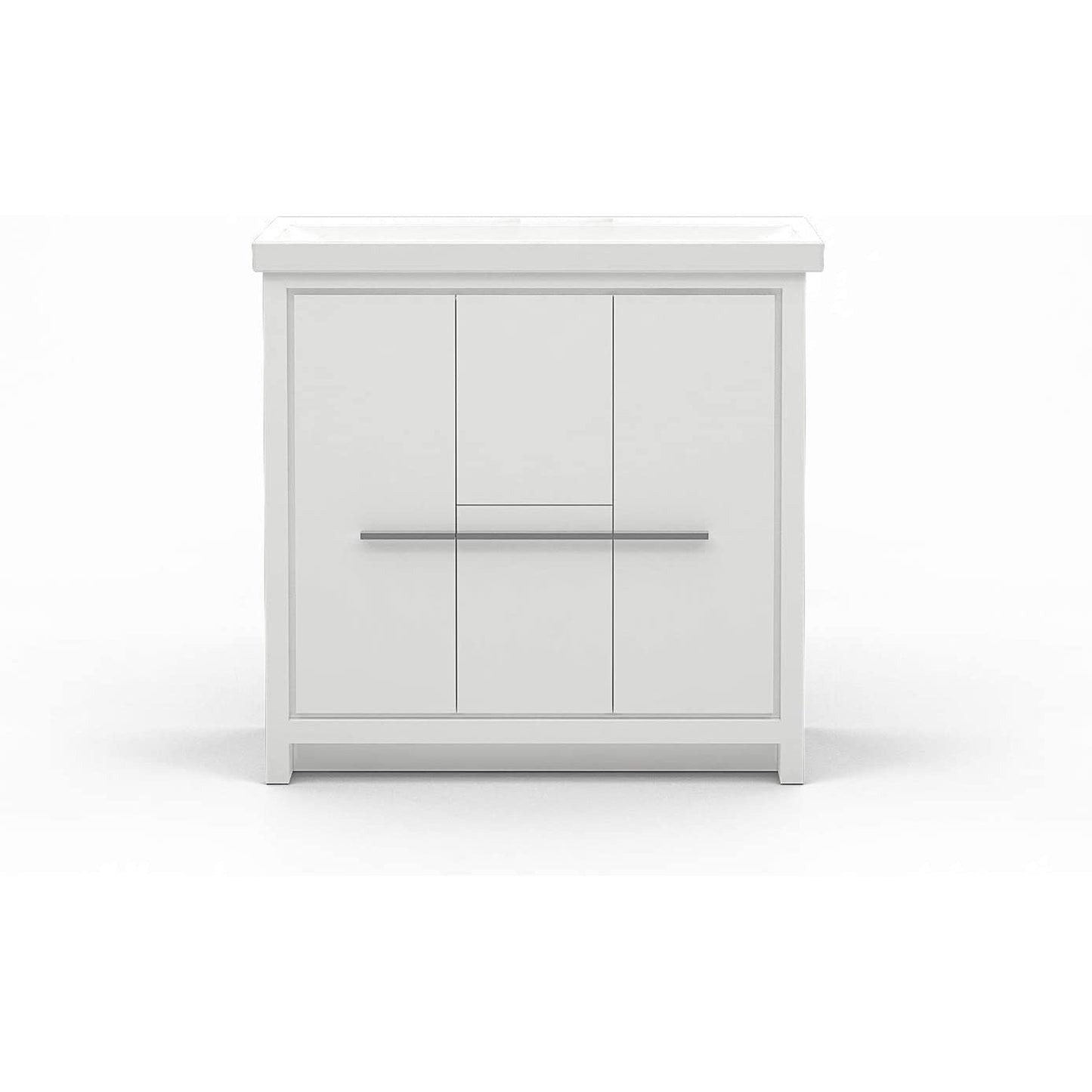 Casa Mare Alessio 36" Glossy White Bathroom Vanity and Ceramic Sink Combo