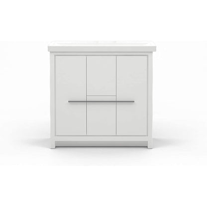 Casa Mare Alessio 36" Glossy White Bathroom Vanity and Ceramic Sink Combo