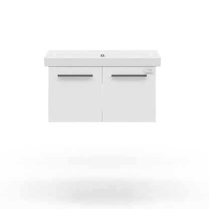 Casa Mare Aspe 24" Glossy White Wall-Mounted Bathroom Vanity and Ceramic Sink Combo With LED Mirror