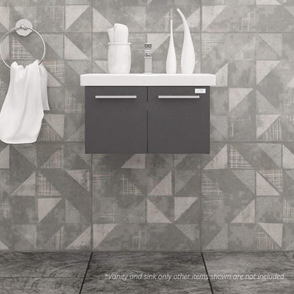 Casa Mare Aspe 32" Glossy Gray Wall-Mounted Bathroom Vanity and Ceramic Sink Combo
