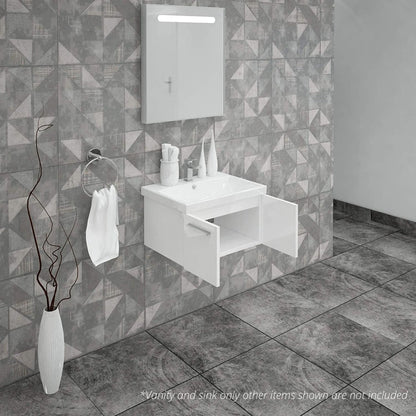 Casa Mare Aspe 32" Glossy White Wall-Mounted Bathroom Vanity and Ceramic Sink Combo
