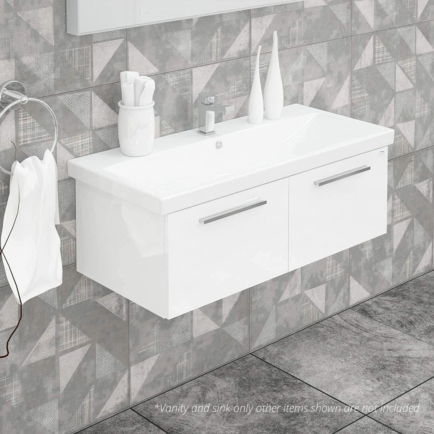 Casa Mare Aspe 40" Glossy White Wall-Mounted Bathroom Vanity and Ceramic Sink Combo