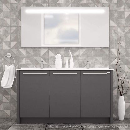 Casa Mare Benna 63" Glossy Gray Bathroom Vanity and Acrylic Double Sink Combo