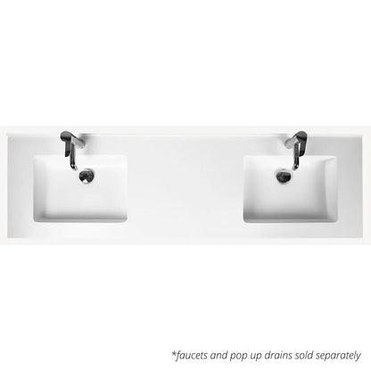 Casa Mare Benna 63" Glossy Gray Bathroom Vanity and Acrylic Double Sink Combo with LED Mirror