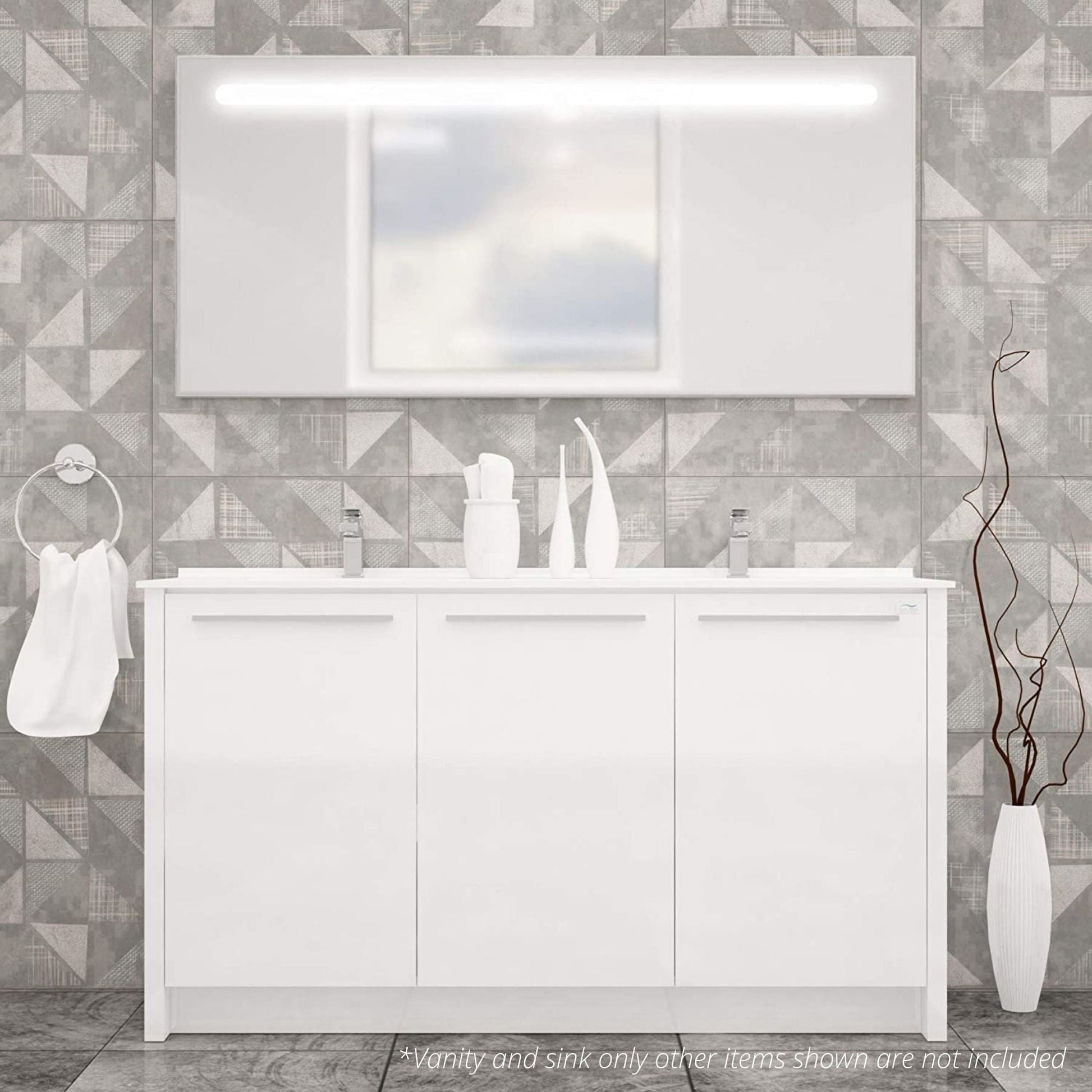 Casa Mare Benna 63" Glossy White Bathroom Vanity and Acrylic Double Sink Combo