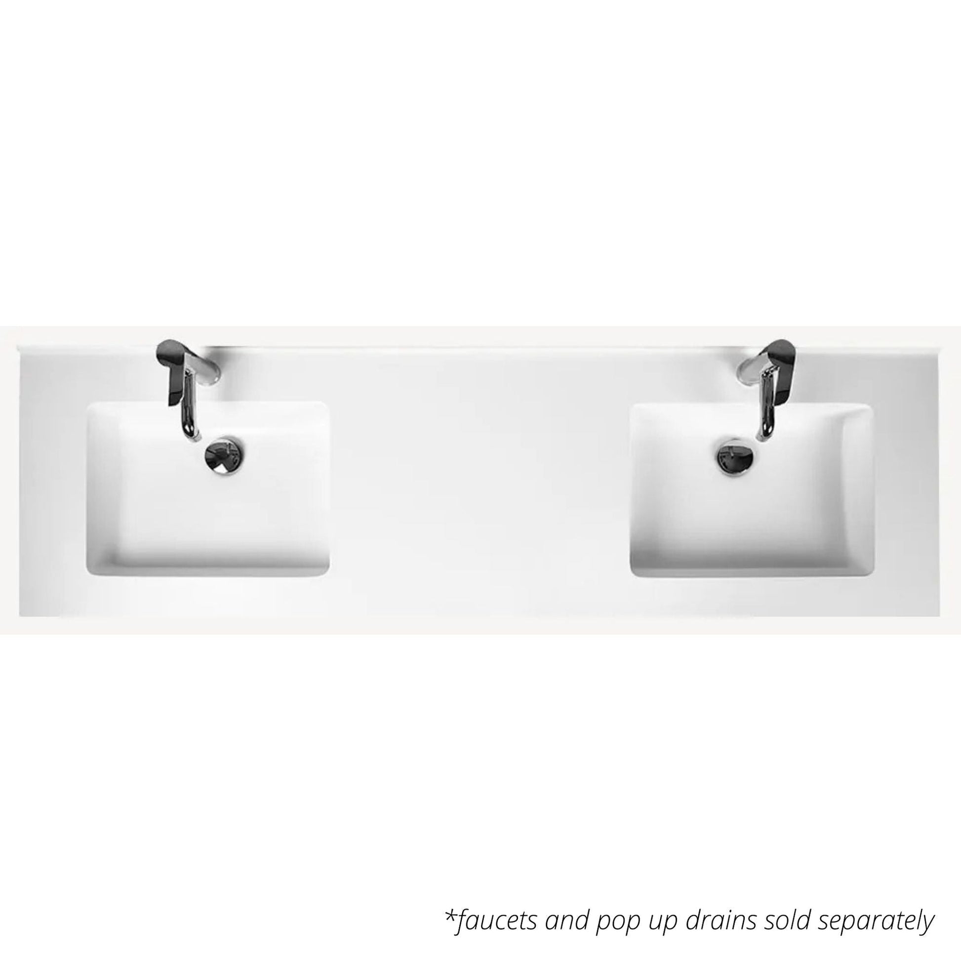 Casa Mare Benna 63" Glossy White Bathroom Vanity and Acrylic Double Sink Combo with LED Mirror