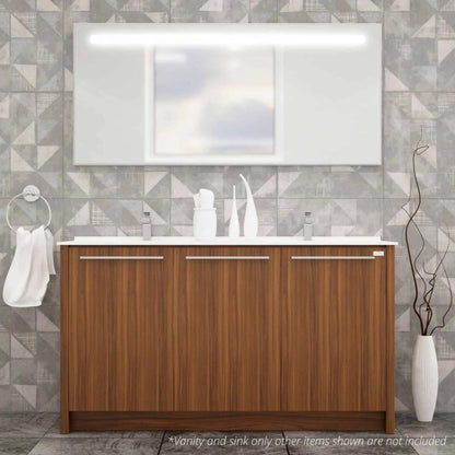Casa Mare Benna 63" Matte Walnut Bathroom Vanity and Acrylic Double Sink Combo