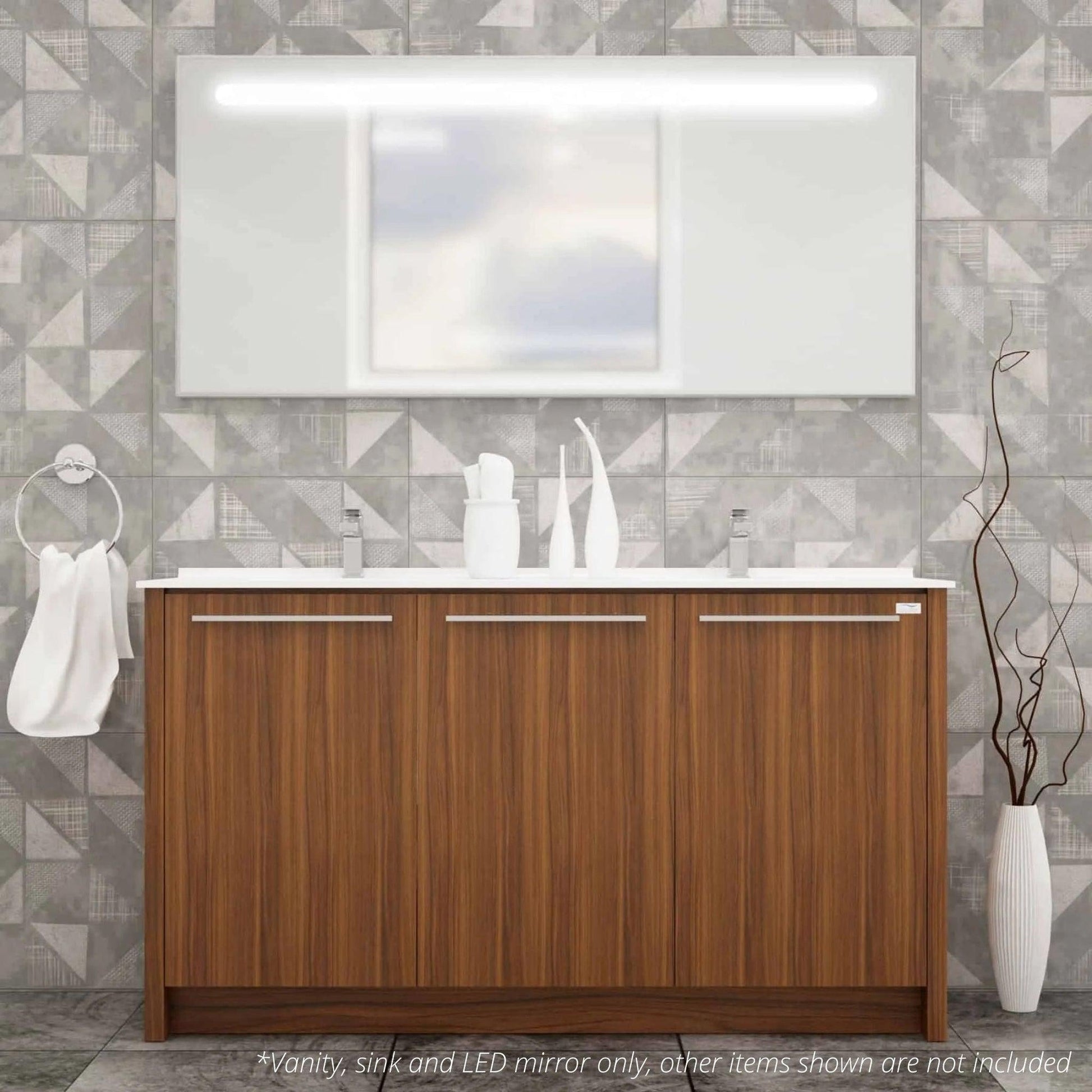 Industrial Free-Standing Bathroom Vanity Walnut & Black 3 Towel Shelves & 2  Doors