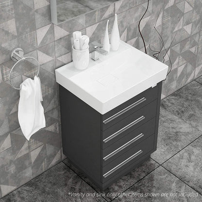 Casa Mare Domenico 24" Glossy Gray Bathroom Vanity and Ceramic Sink Combo