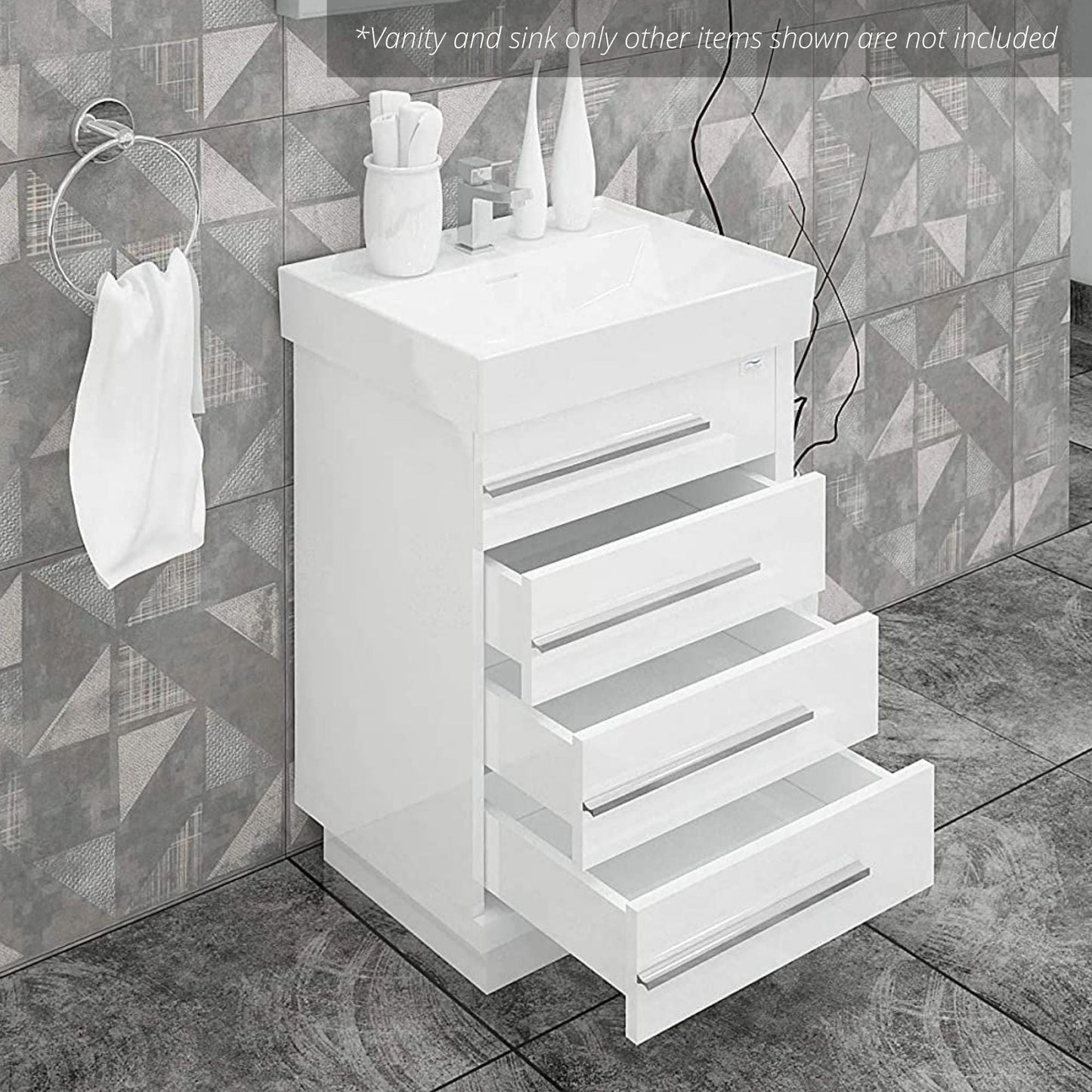 Casa Mare Domenico 24" Glossy White Bathroom Vanity and Ceramic Sink Combo