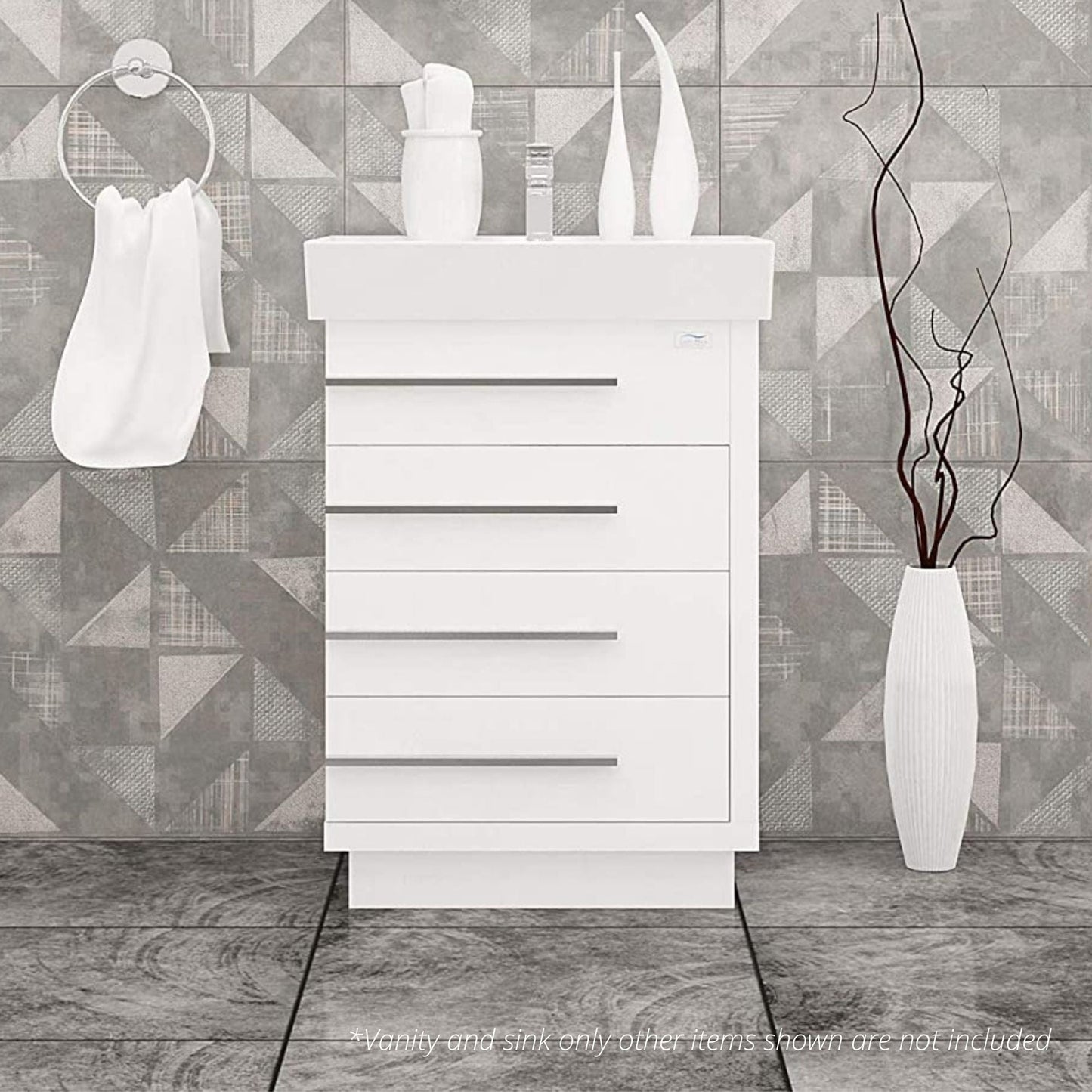Casa Mare Domenico 24" Glossy White Bathroom Vanity and Ceramic Sink Combo