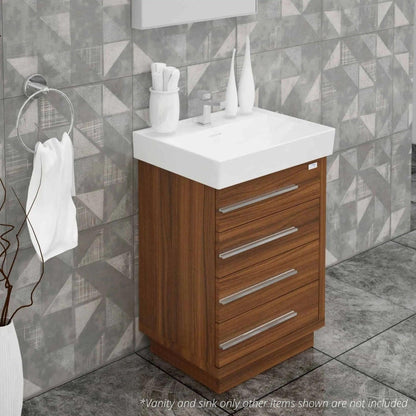 Casa Mare Domenico 24" Matte Walnut Bathroom Vanity and Ceramic Sink Combo