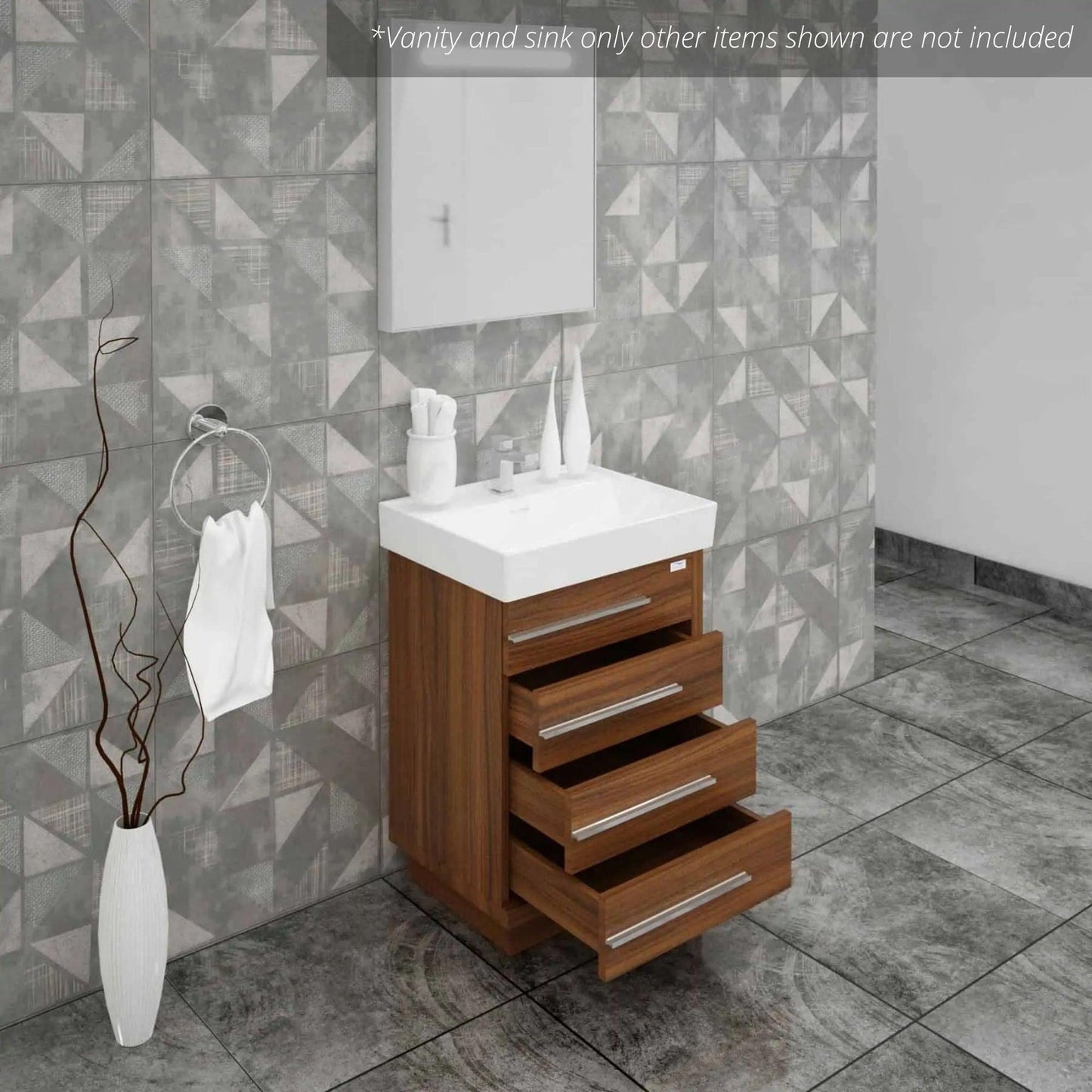 Casa Mare Domenico 24" Matte Walnut Bathroom Vanity and Ceramic Sink Combo