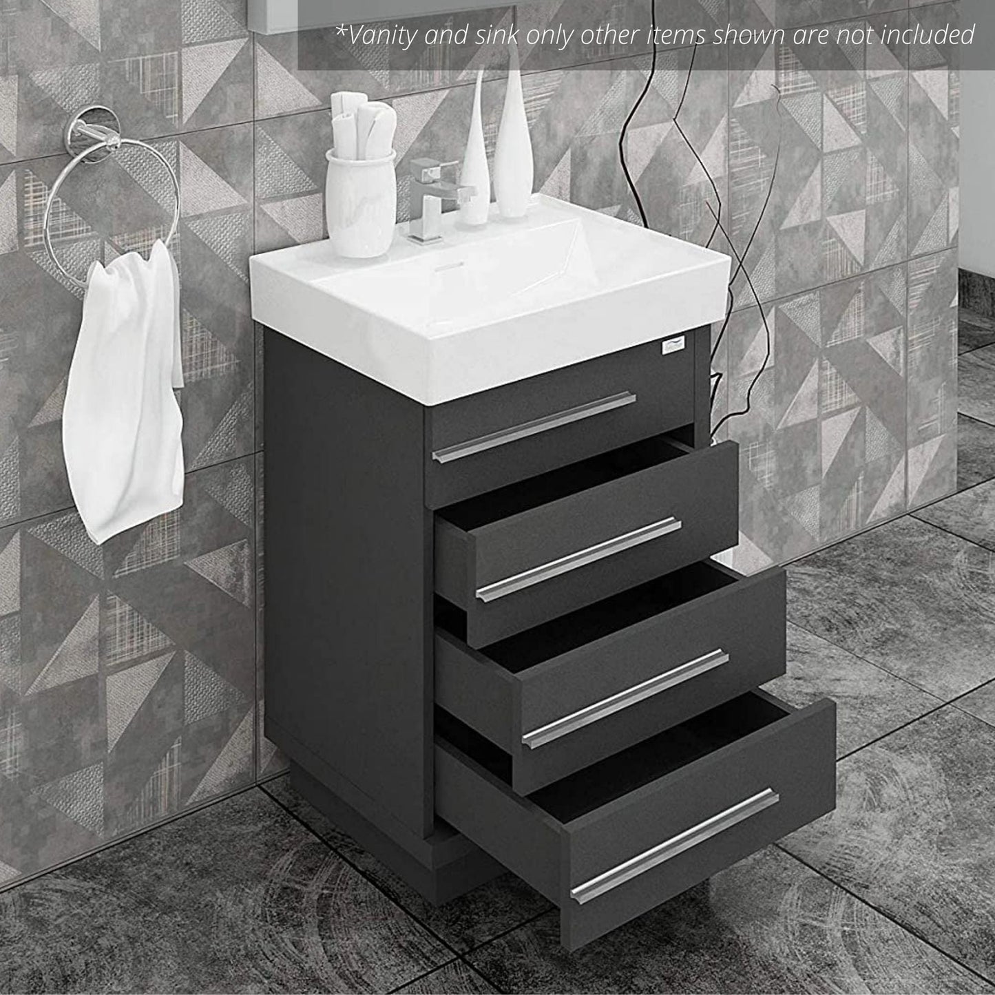 Casa Mare Domenico 32" Glossy Gray Bathroom Vanity and Ceramic Sink Combo