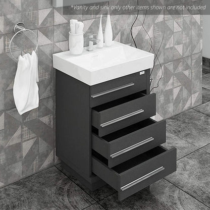 Casa Mare Domenico 32" Glossy Gray Bathroom Vanity and Ceramic Sink Combo