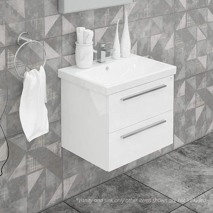 Casa Mare Elke 24" Glossy White Wall-Mounted Bathroom Vanity and Ceramic Sink Combo