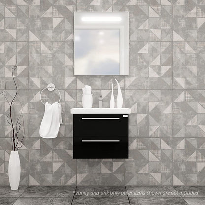 Casa Mare Elke 32" Glossy Black Wall-Mounted Bathroom Vanity and Ceramic Sink Combo