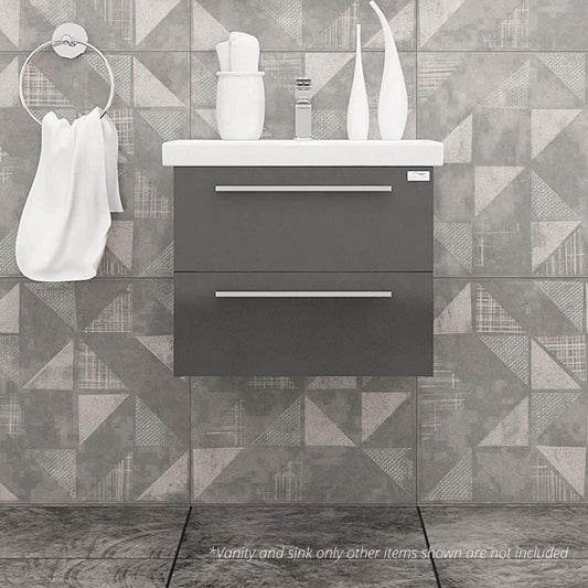Casa Mare Elke 32" Glossy Gray Wall-Mounted Bathroom Vanity and Ceramic Sink Combo
