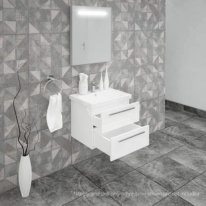 Casa Mare Elke 32" Glossy White Wall-Mounted Bathroom Vanity and Ceramic Sink Combo