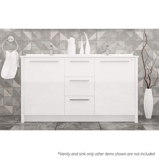 Casa Mare Nona 60" Glossy White Bathroom Vanity and Acrylic Double Sink Combo