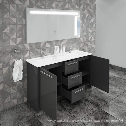 Casa Mare Nona 71" Glossy Gray Bathroom Vanity and Acrylic Double Sink Combo