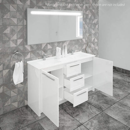 Casa Mare Nona 71" Glossy White Bathroom Vanity and Acrylic Double Sink Combo