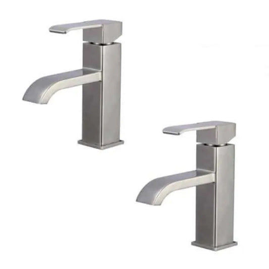 Casa Mare Set of 2 Single Handle Bathroom Faucet in Brushed Nickel