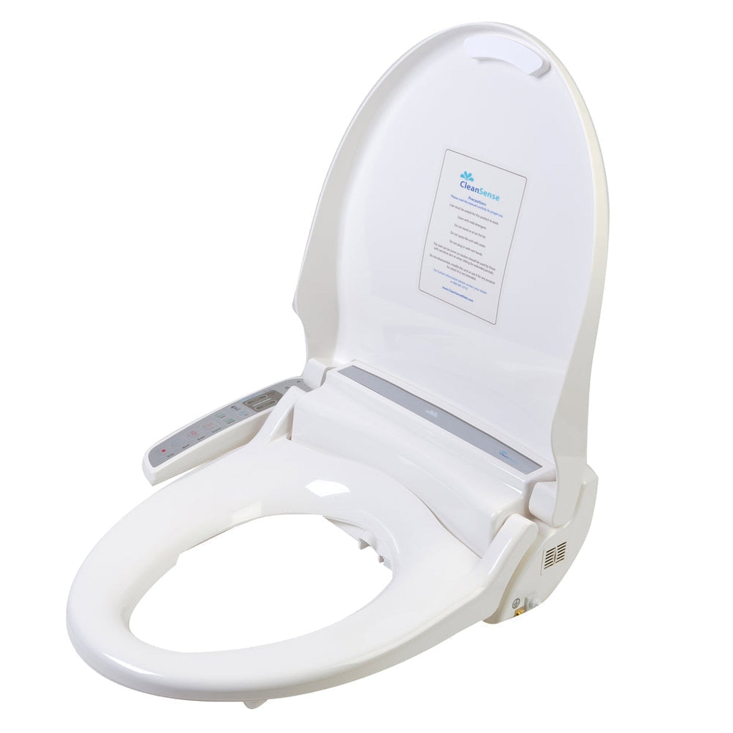 CleanSense DIB-1500-EW White Advanced Elongated Bidet Seat With Side Panel Control and Energy Efficient Water Heating System