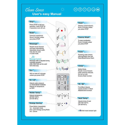 CleanSense DIB-1500-EW White Advanced Elongated Bidet Seat With Side Panel Control and Energy Efficient Water Heating System