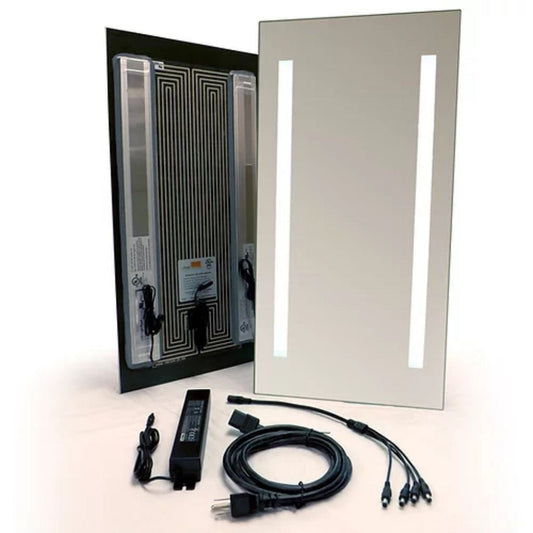 ClearMirror ShowerLite 12" x 24" Fog-Free Shower Mirror With LED Light Panels and Heating Pad