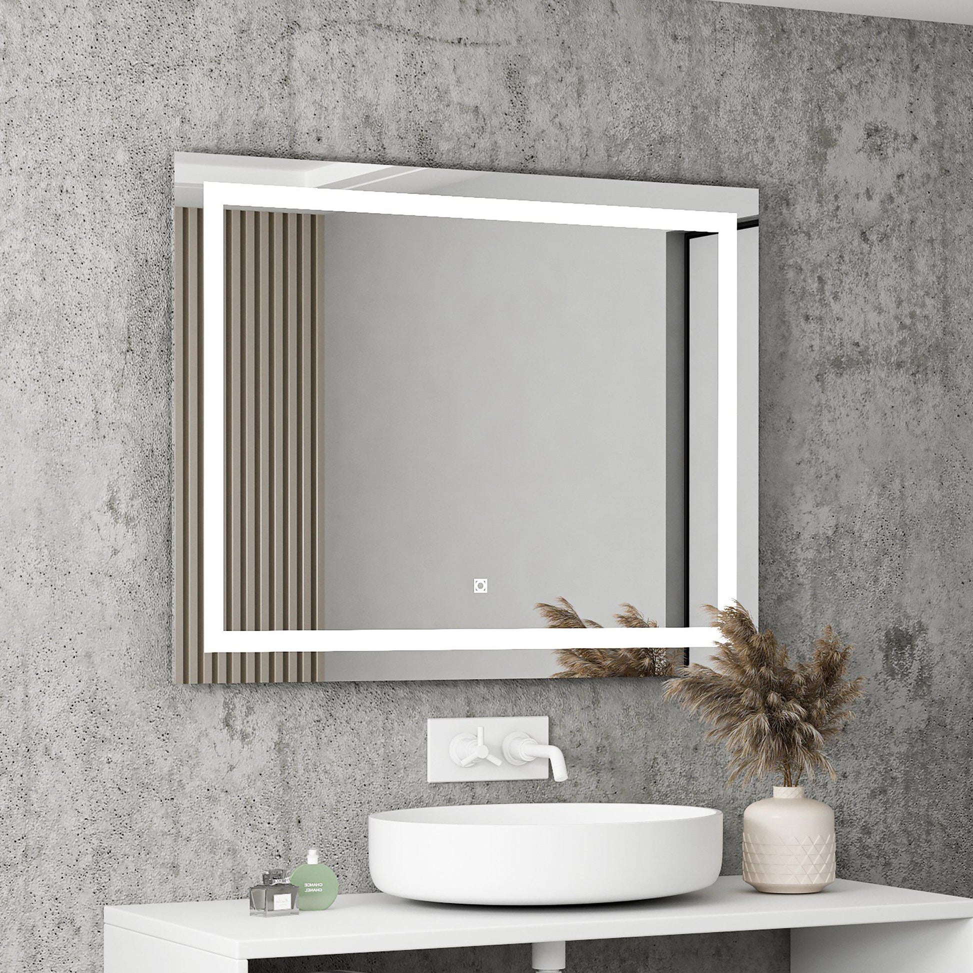 Clovis Goods 32" x 24" Frameless Rectangular Wall Mounted Bathroom Vanity LED Lighted Mirror With Touch Sensor and Built-in Defogger