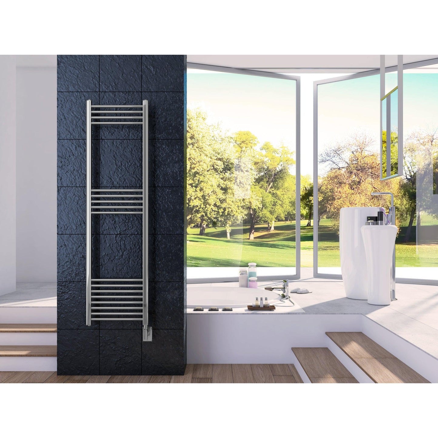 Cozy in Paris EOS 20" x 63" 500 W 425 BTU Chrome Electric Heating Wall-Mounted Towel Warmer