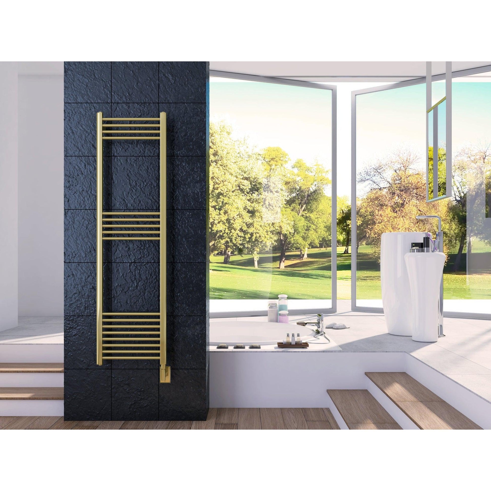 Cozy in Paris EOS 20" x 63" 500 W 425 BTU Gold Electric Heating Wall-Mounted Towel Warmer