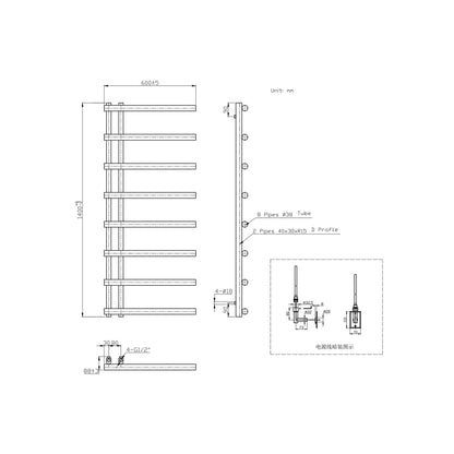 Cozy in Paris Rhea 24" x 55" 400 W 475 BTU Gold Electric Heating Wall-Mounted Towel Warmer