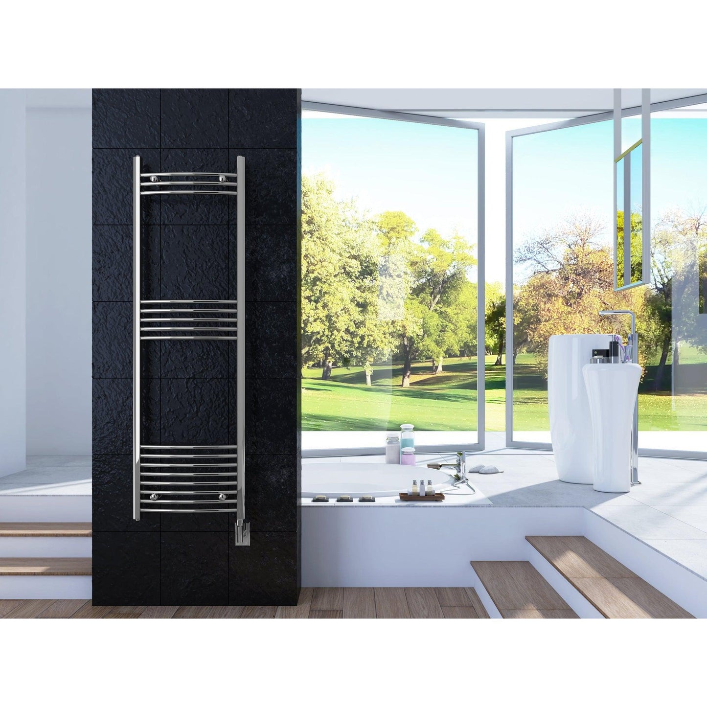 Cozy in Paris Themis 20" x 63" 500 W 427 BTU Chrome Electric Heating Wall-Mounted Towel Warmer