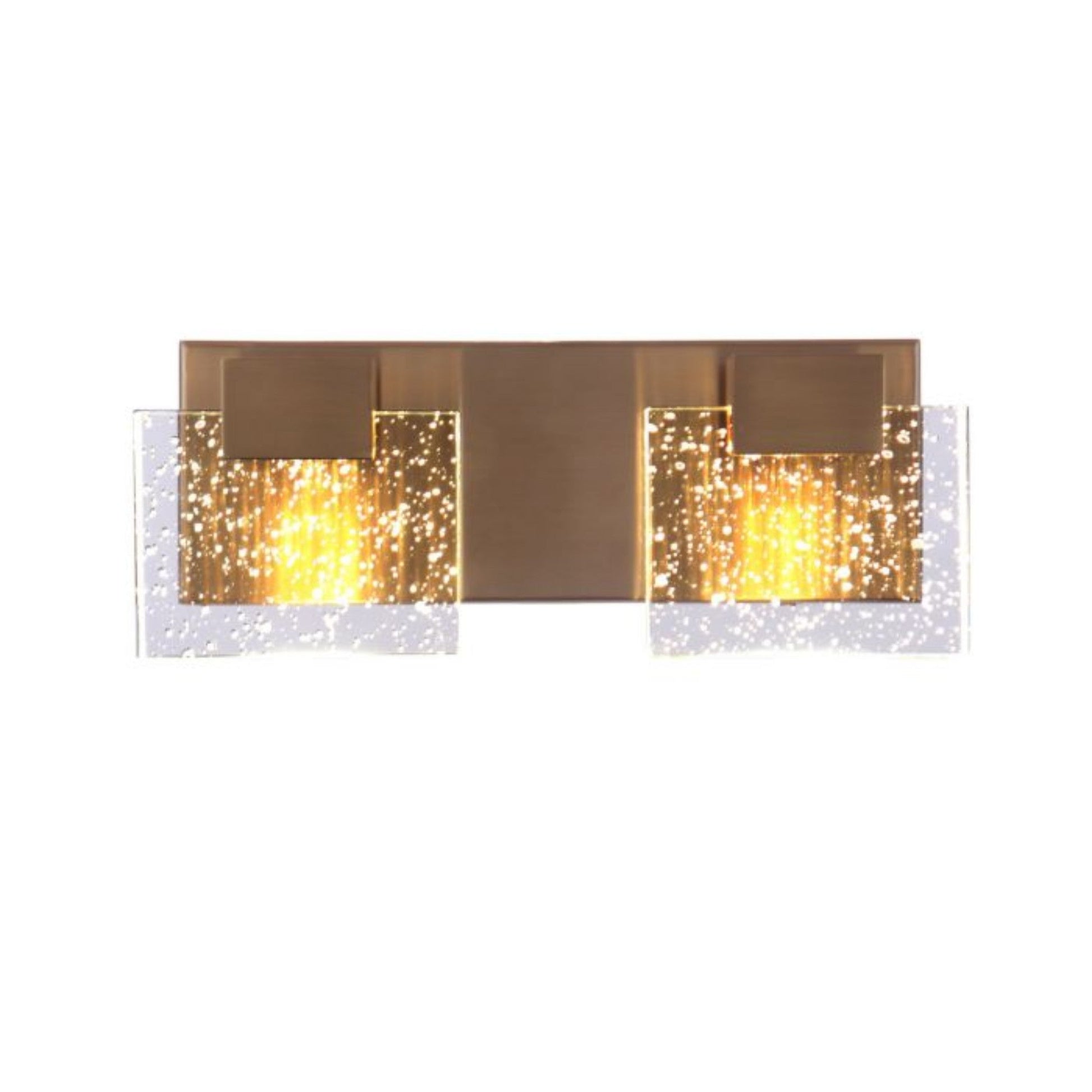 Craftmade Alamere 13" 2-Light Satin Brass LED Vanity Light With Clear Seeded Glass Shades