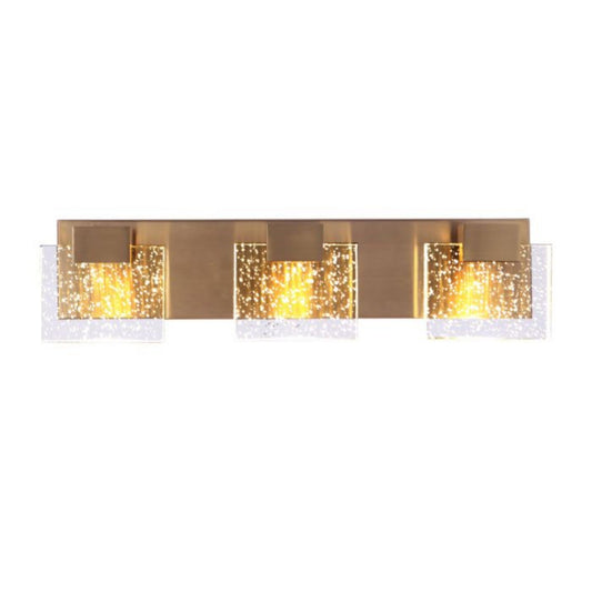 Craftmade Alamere 21" 3-Light Satin Brass LED Vanity Light With Clear Seeded Glass Shades