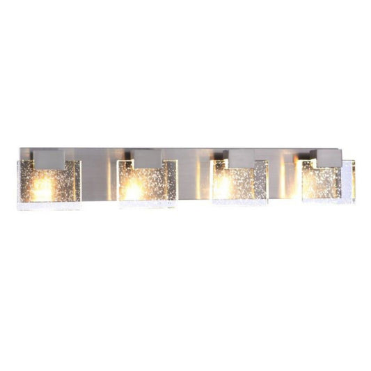 Craftmade Alamere 29" 4-Light Brushed Polished Nickel LED Vanity Light With Clear Seeded Glass Shades