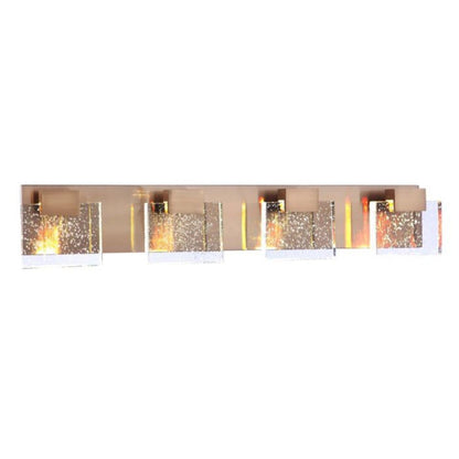 Craftmade Alamere 29" 4-Light Satin Brass LED Vanity Light With Clear Seeded Glass Shades