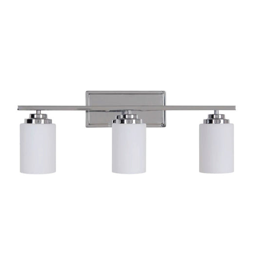Craftmade Albany 25" 3-Light Chrome Vanity Light With White Frosted Glass Shades