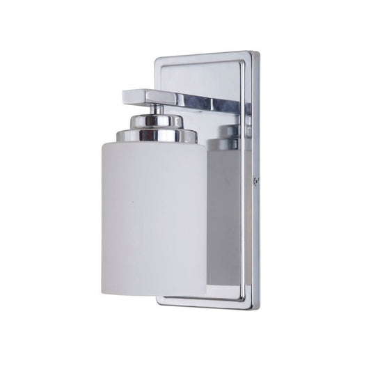 Craftmade Albany 5" x 9" 1-Light Chrome Wall Sconce With White Frosted Glass Shade