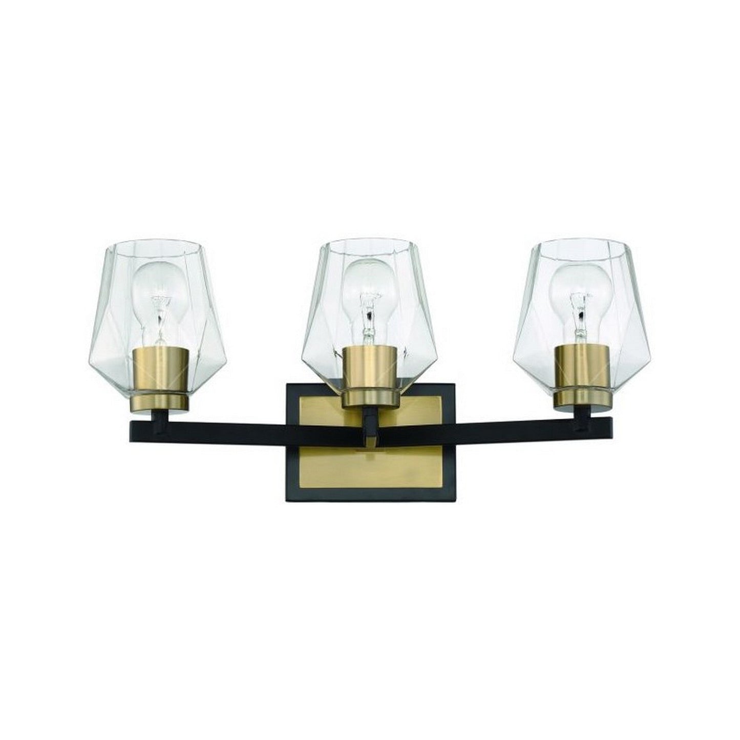 Craftmade Avante Grand 21" 3-Light Flat Black and Satin Brass Vanity Light With Clear Glass Shades