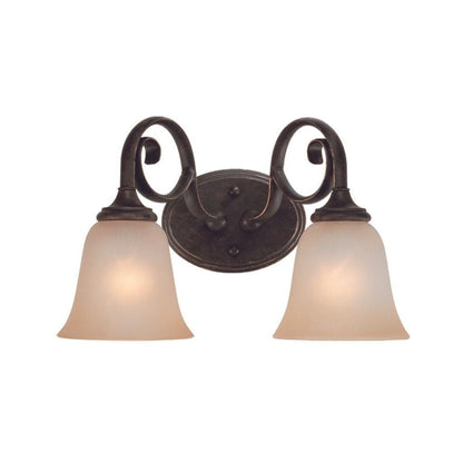 Craftmade Barrett Place 15" 2-Light Mocha Bronze Vanity Light With Light Umber Etched Glass Shades