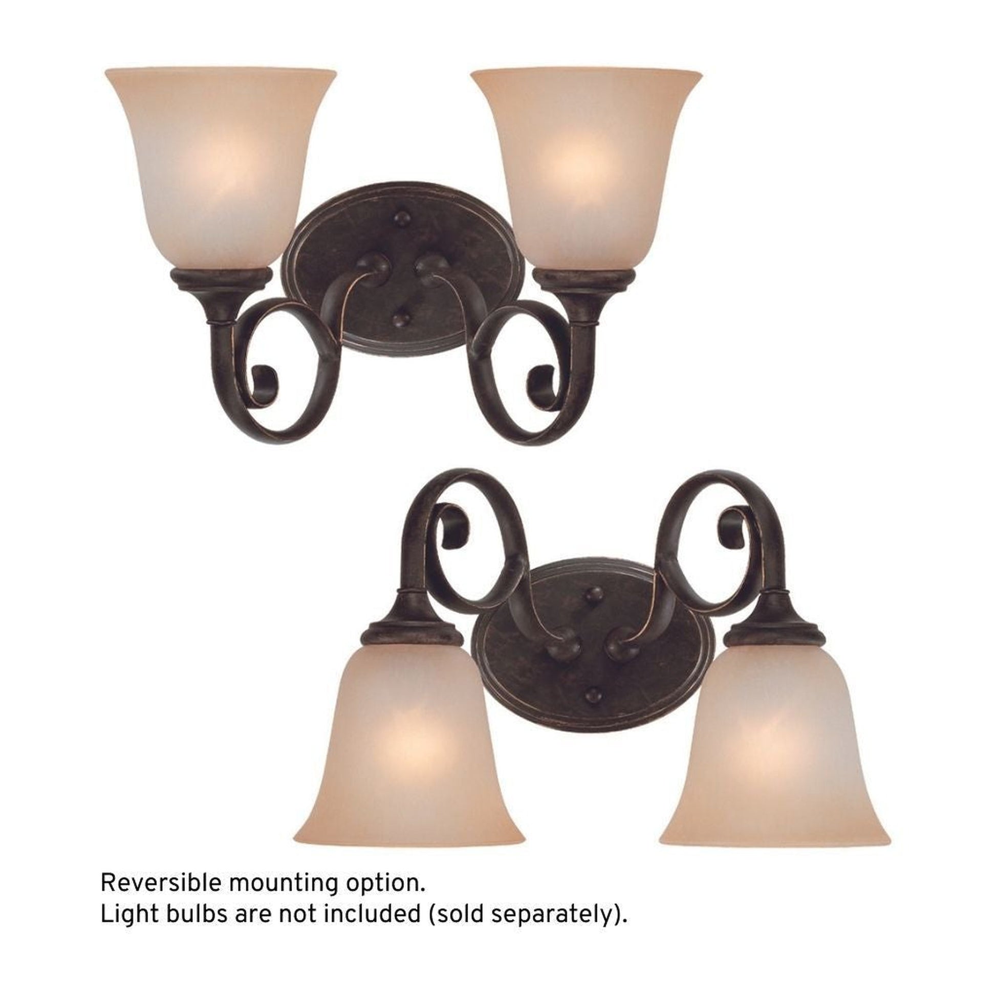 Craftmade Barrett Place 15" 2-Light Mocha Bronze Vanity Light With Light Umber Etched Glass Shades